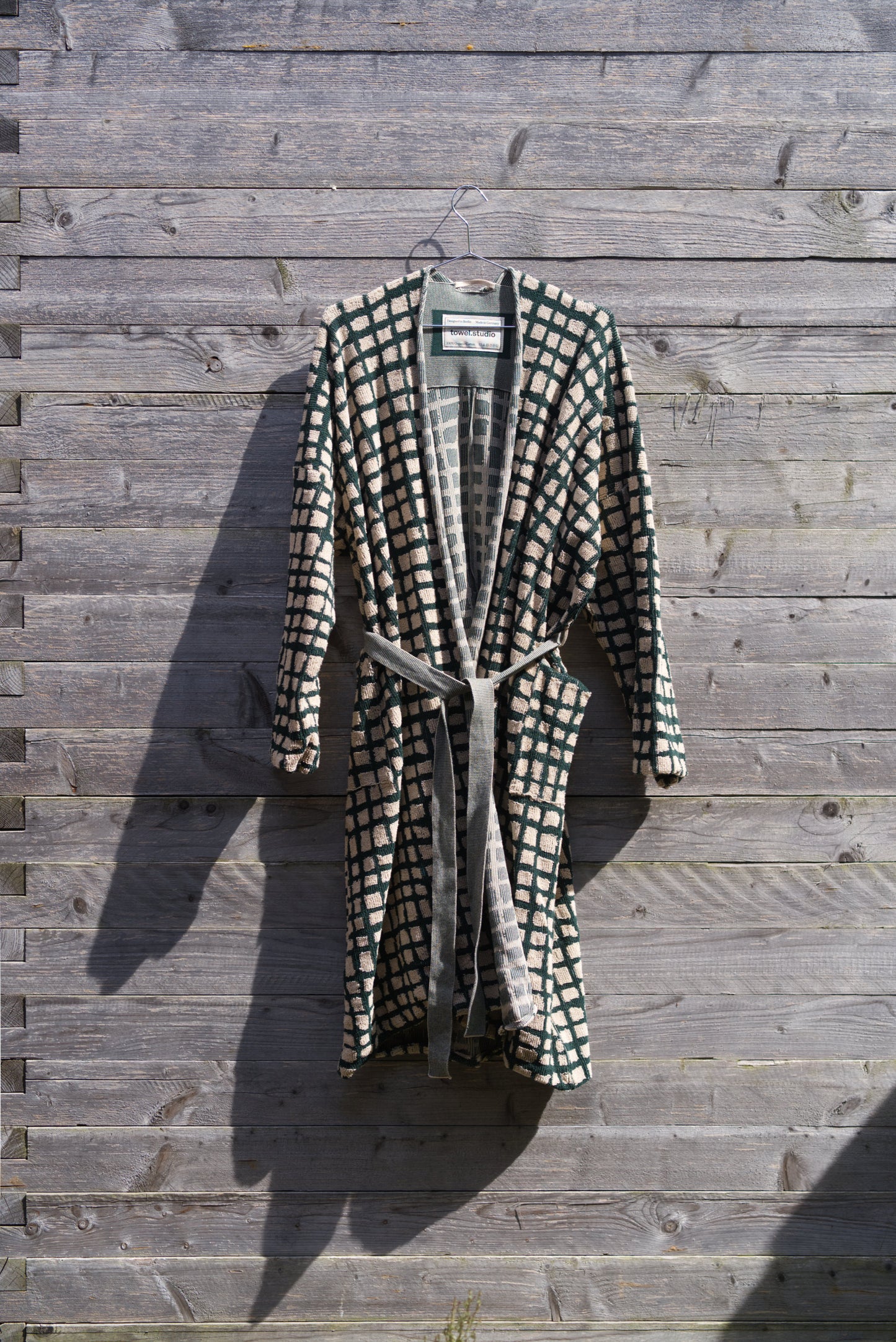 Bold Grid Bathrobe | Forest Green