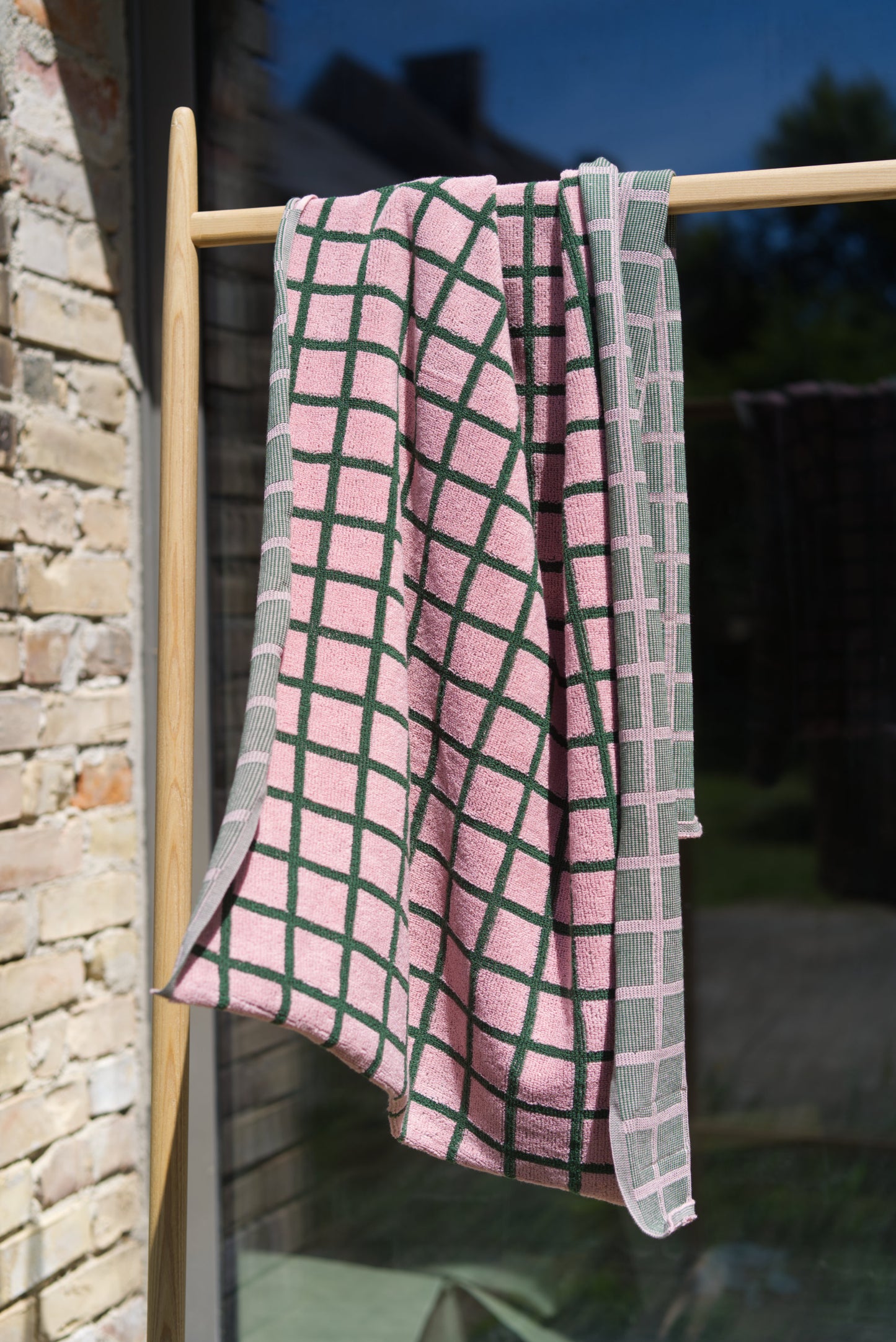 Tiles Bath Towel | Pink & Green