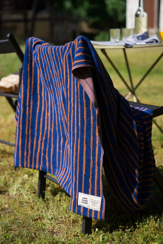 Stripe Beach Towel | Azure & Chestnut