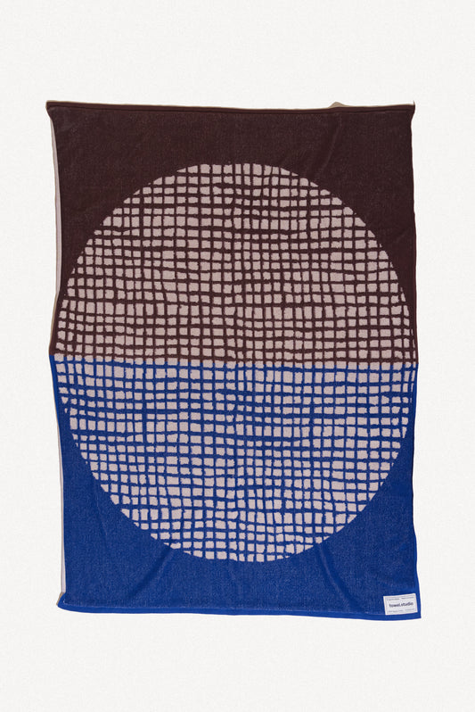 Bold Grid Blanket Towel | Blue Moon