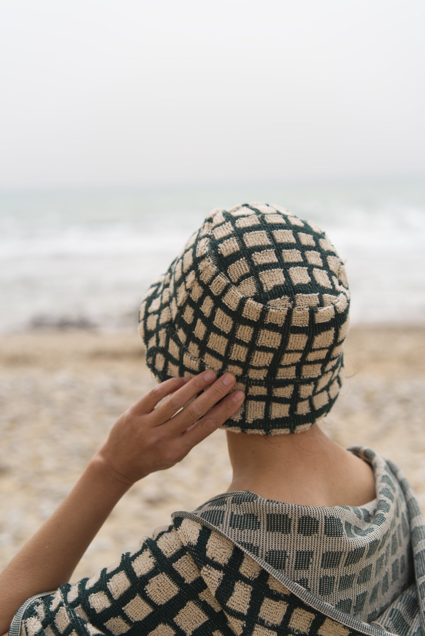 Bold Grid Bucket Hat | Forest Green